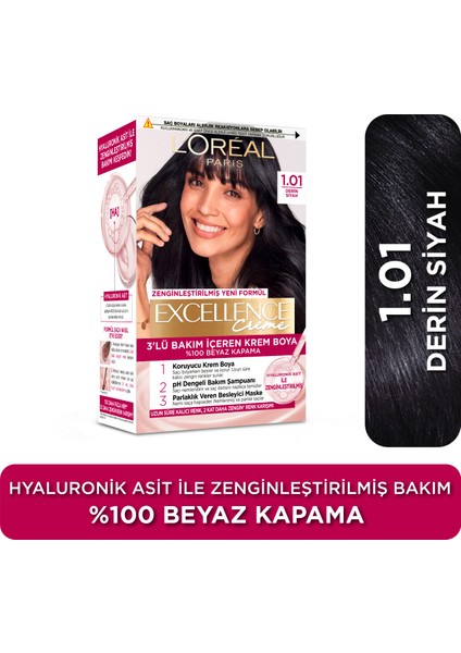 L'Oréal Paris Excellence Creme Saç Boyası 1.01 Derin Siyah