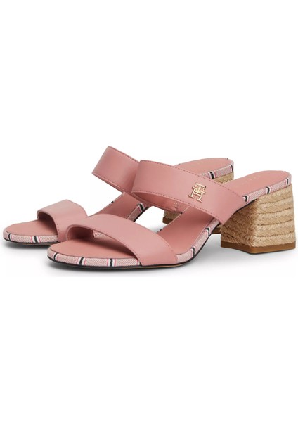 Tommy Hilfiger Kadın Block Mıd Heel Shırtıng Topuklu .sandalet-Pembe