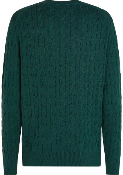 Erkek Classıc Cotton Cable Crew Neck Kazak-Yeşil fiyatları