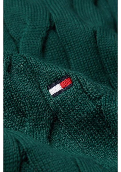 Erkek Classıc Cotton Cable Crew Neck Kazak-Yeşil modelleri