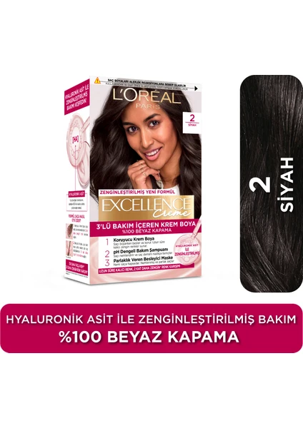 L'Oréal Paris Excellence Creme Saç Boyası - 2 Siyah