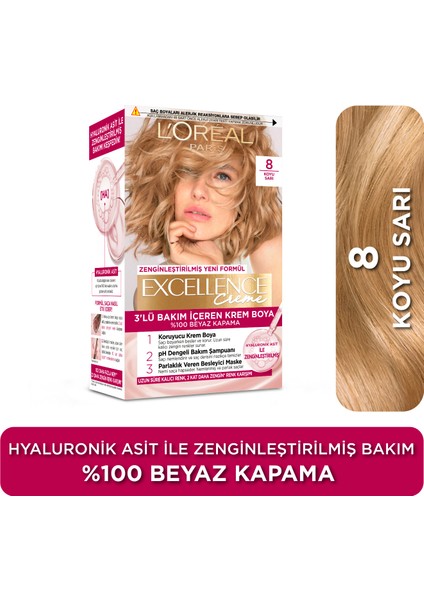 Excellence Creme Saç Boyası - 8 Koyu Sarı