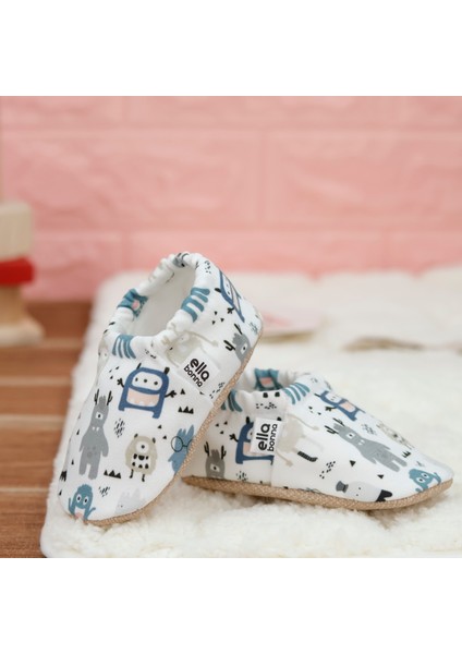 Desenli Bebek Patiği, Kaydırmaz Taban, Ev Kreş Ayakkabısı Panduf, Sevimli Hayalet