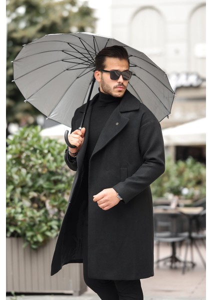Yeni Sezon Erkek Siyah Oversize Uzun Kaşe Kaban fırsatları