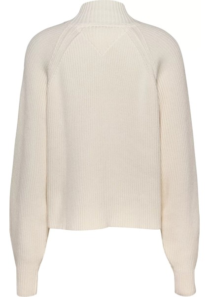 Kadın Tjw Badge Mockneck Kazak-Beyaz