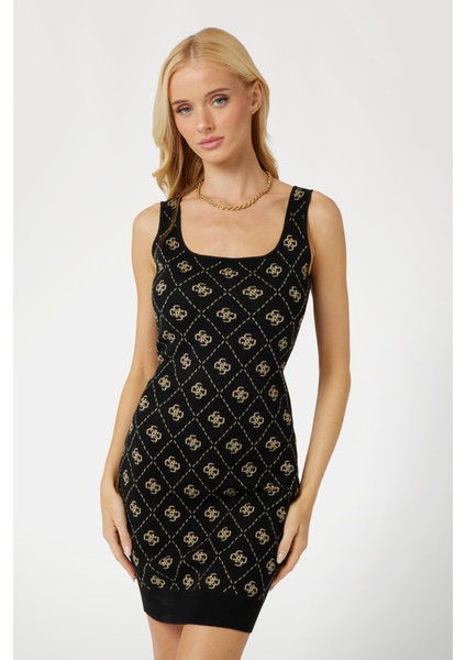 Kadın Sarah 4g Logo Yünlü Elbise - Siyah