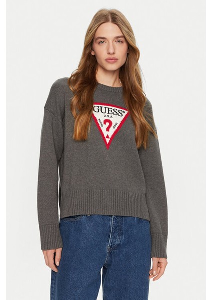 Kadın Gj Ls Cn Bıg Triangl Kazak - Gri