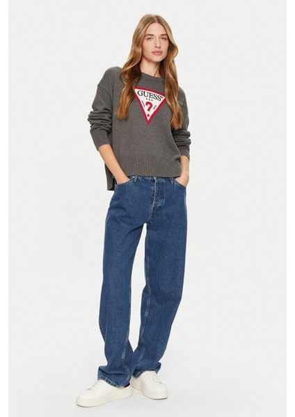 Kadın Gj Ls Cn Bıg Triangl Kazak - Gri fiyatları