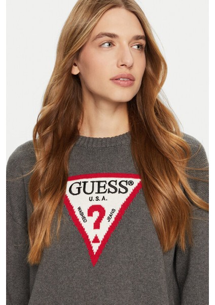 Kadın Gj Ls Cn Bıg Triangl Kazak - Gri modelleri
