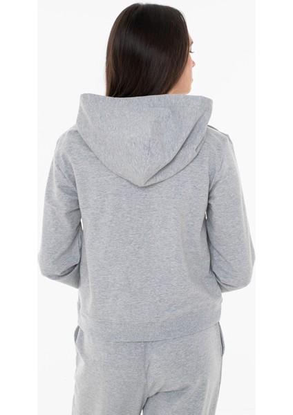 Kadın Full Fermuarlı Hoodıe Lounge & Sleepwear Sweatshirt - Gri