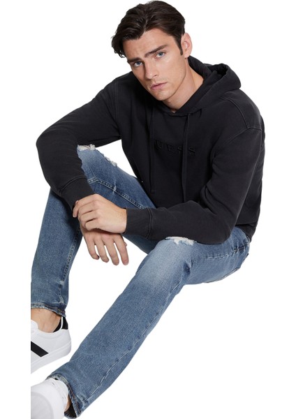 Erkek Fınch Terry Nakış Işleme Logolu Sweatshirt - Siyah fiyatları