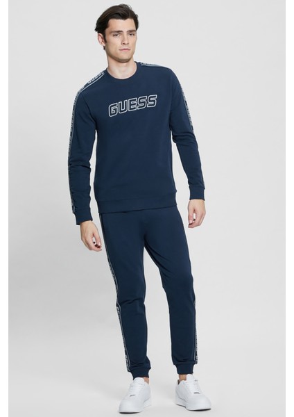 Erkek Arlo Cn Kolları Şeritli Önde Logo Sweatshirt - Lacivert fiyatları