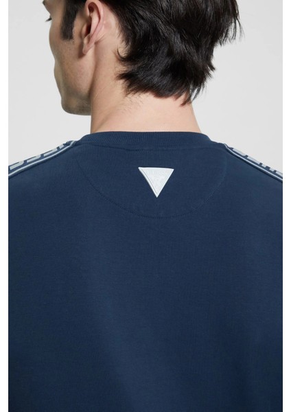 Erkek Arlo Cn Kolları Şeritli Önde Logo Sweatshirt - Lacivert fırsatları