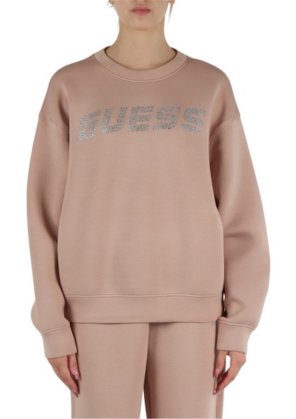 Kadın Cecılıa Cn Taşlı Logolu Sweatshirt - Vizon