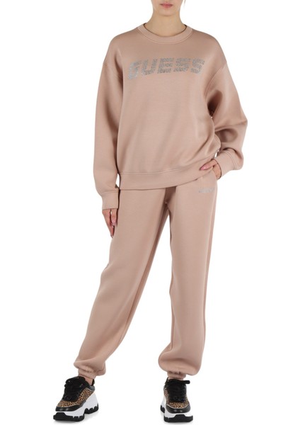 Kadın Cecılıa Cn Taşlı Logolu Sweatshirt - Vizon
