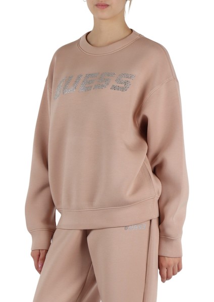 Kadın Cecılıa Cn Taşlı Logolu Sweatshirt - Vizon