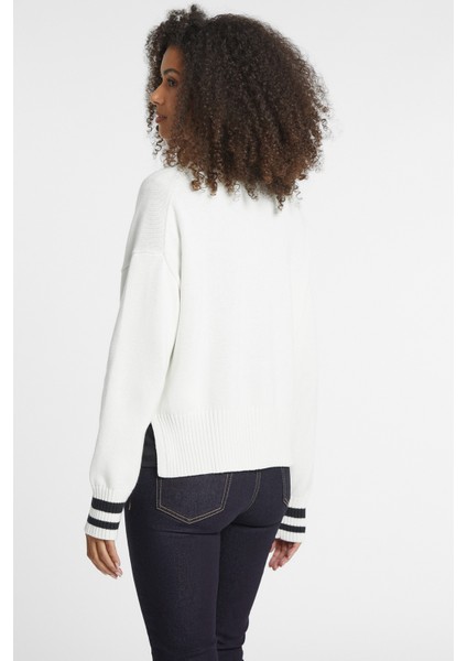 Kadın Gj Ls Vn Nakış Işleme Logolu Hırka - Beyaz modelleri