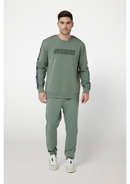 Erkek Arlo Cn Kolları Şeritli Önde Logo Sweatshirt - Yeşil fiyatları