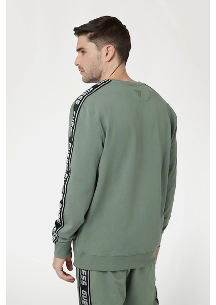 Erkek Arlo Cn Kolları Şeritli Önde Logo Sweatshirt - Yeşil modelleri