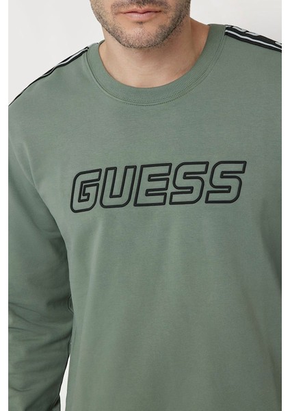 Erkek Arlo Cn Kolları Şeritli Önde Logo Sweatshirt - Yeşil fırsatları