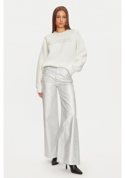 Kadın Cecılıa Parlak Logolu Sweatshirt - Krem fiyatları