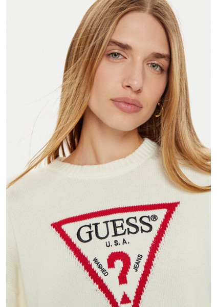 Kadın Gj Ls Cn Bıg Triangl Kazak - Beyaz modelleri