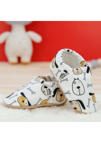Desenli Bebek Patiği, Kaydırmaz Taban, Ev Kreş Ayakkabısı Panduf, Sevimli Köpek