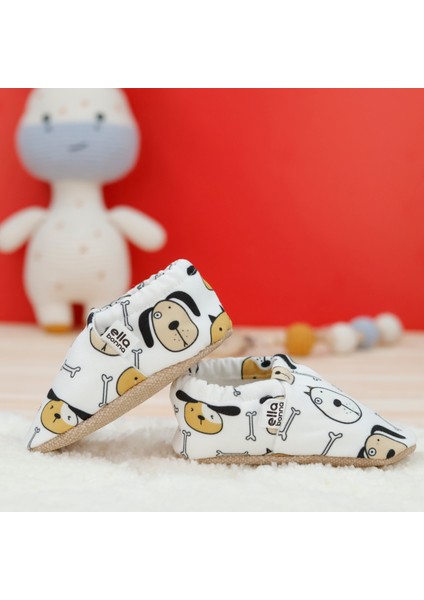 Desenli Bebek Patiği, Kaydırmaz Taban, Ev Kreş Ayakkabısı Panduf, Sevimli Köpek