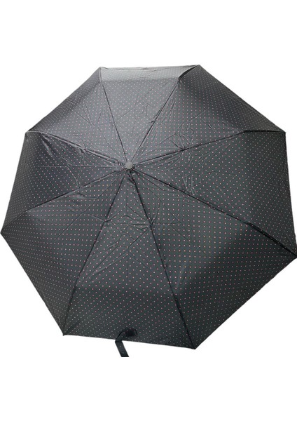 Siyah Kırmızı Puantiye Desenli Manuel Şemsiye 709833