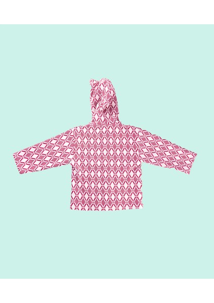 – Ethnic Kapşonlu Kırmızı/beyaz Renk, %100 Pamuk Triko, Düğmeli Çocuk Ceket