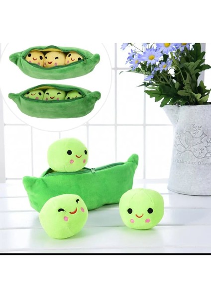 Bezelye Taneleri ve Kesesi 40CM Sevimli Gülen Bezelye Peluş Oyuncak