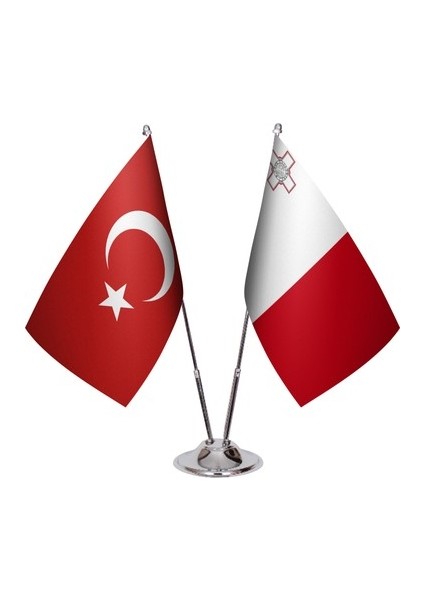 Malta ve Türkiye Ikili Masa Bayrağı Seti