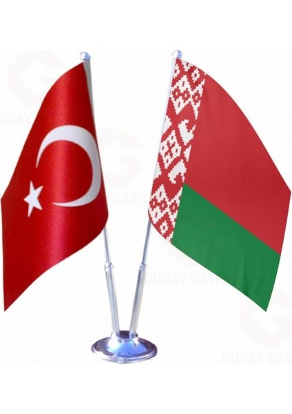Belarus ve Türkiye Ikili Masa Bayrağı Seti