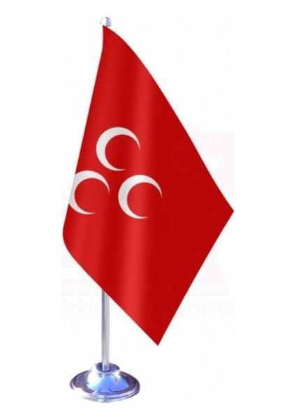 Kırmızı Üçhilal Masa Bayrağı