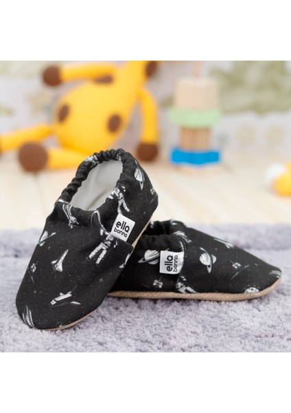 Desenli Bebek Patiği, Kaydırmaz Taban, Ev Kreş Ayakkabısı Panduf, Astronot ve Uzay