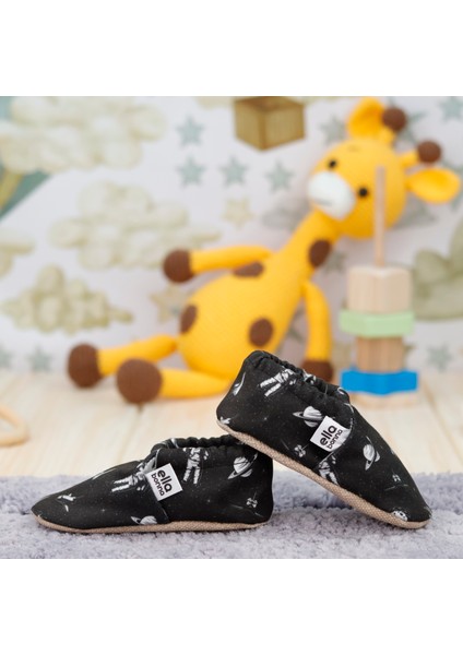 Desenli Bebek Patiği, Kaydırmaz Taban, Ev Kreş Ayakkabısı Panduf, Astronot ve Uzay