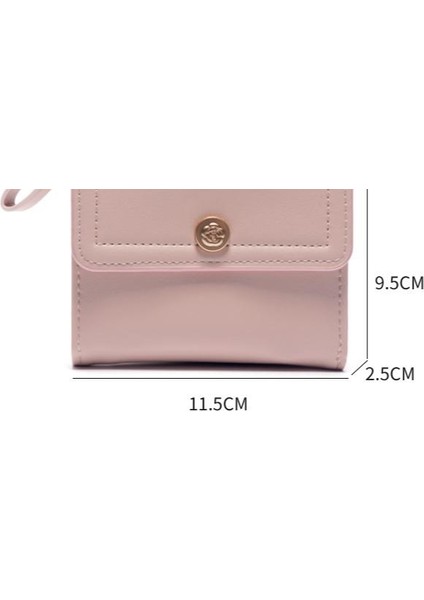 Cüzdan Kart Tutucu Taşınabilir Seçılmiş Çevre Dostu Pu Malzeme Düz Renk ve Zarif Stil , Pembe (Yurt Dışından)