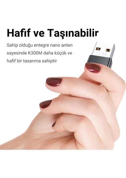 300 Mbps Wifi 6 Çift Bant Kablosuz Alıcı Verici Nano USB Adaptör