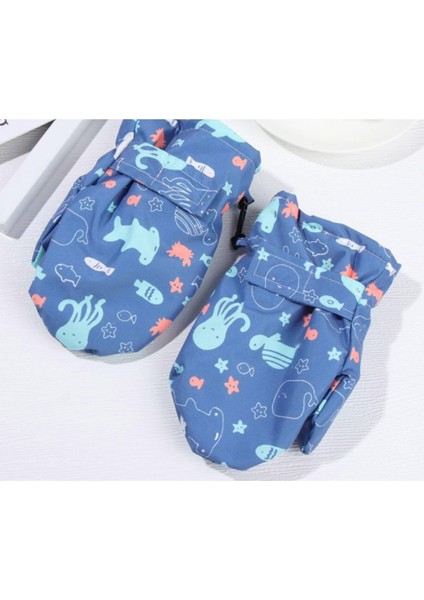 Mavi Ici Pufudik Sicak Tutan Yumusacik Eldiven