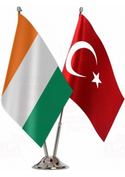 Fildişi ve Türkiye Ikili Masa Bayrağı Seti