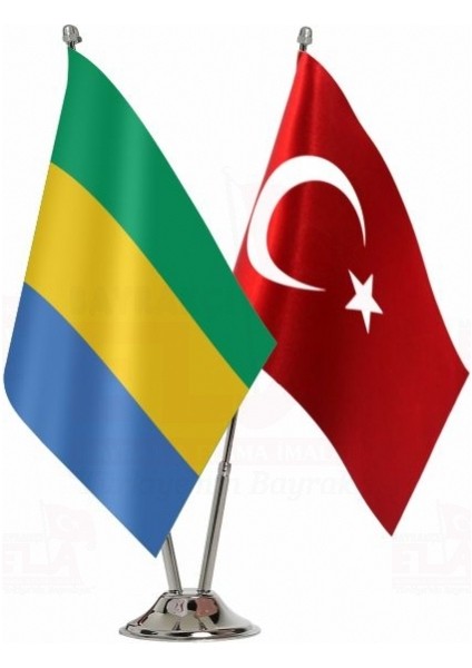 Gabon ve Türkiye Ikili Masa Bayrağı Seti