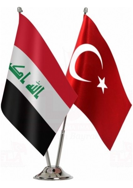 Irak ve Türkiye Ikili Masa Bayrağı Seti