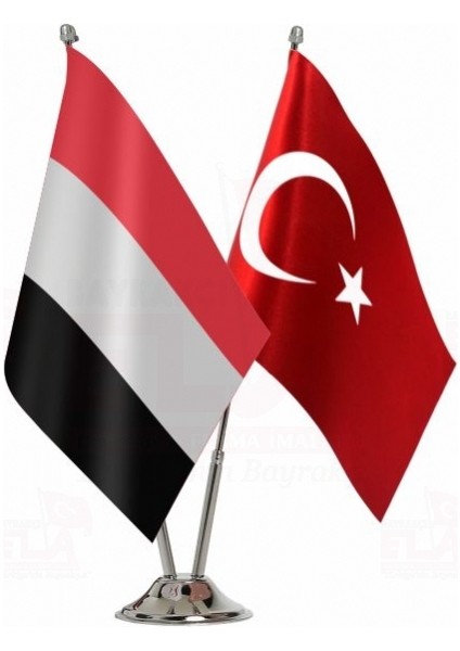 Yemen ve Türkiye Ikili Masa Bayrağı Seti