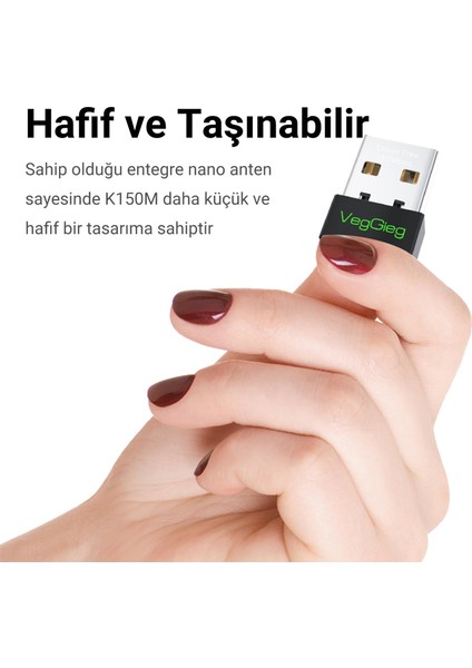 150 Mbps 2.4ghz Kablosuz Wifi Alıcı Verici Nano USB Adaptör