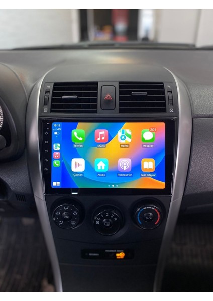 Toyota Corolla 2007-12 Androıd Uyumlu Multimedya Gerçek 2/32 Kablosuz Carplay Geri Görüş Kameralı