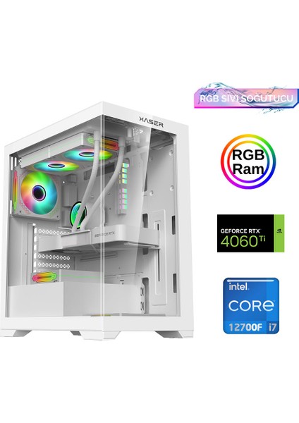 XSR908 I7 12700F 32GB Ram 1tb M.2 Nvme SSD 8gb RTX4060TI Sıvı Soğutma Oyun Bilgisayarı