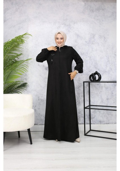 Ayşegül Büyük Beden Kadın Tesettür Süet Tam Boy Mevsimlik Ferace fiyatları