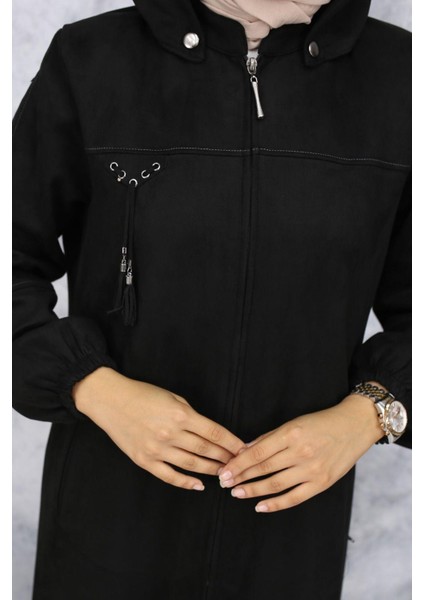 Ayşegül Büyük Beden Kadın Tesettür Süet Tam Boy Mevsimlik Ferace modelleri