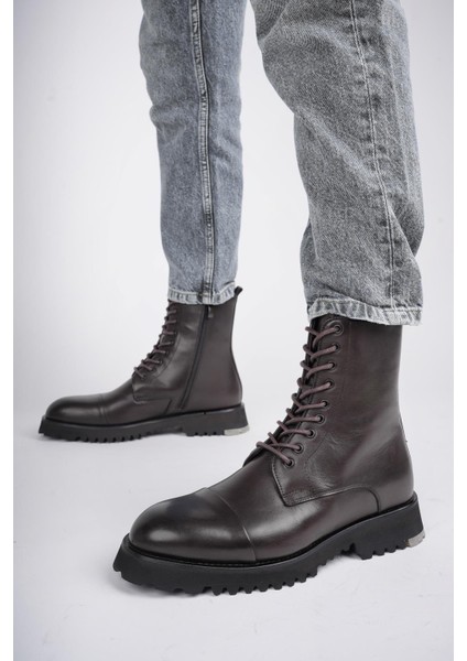 Hernandez Bağcıklı Fermuarlı Deri Kaymaz Taban Erkek Postal Bot indirimleri