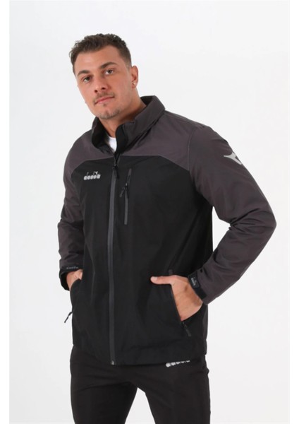 Elite - Unisex Siyah-Gri Spor Yağmurluk - Elitedd